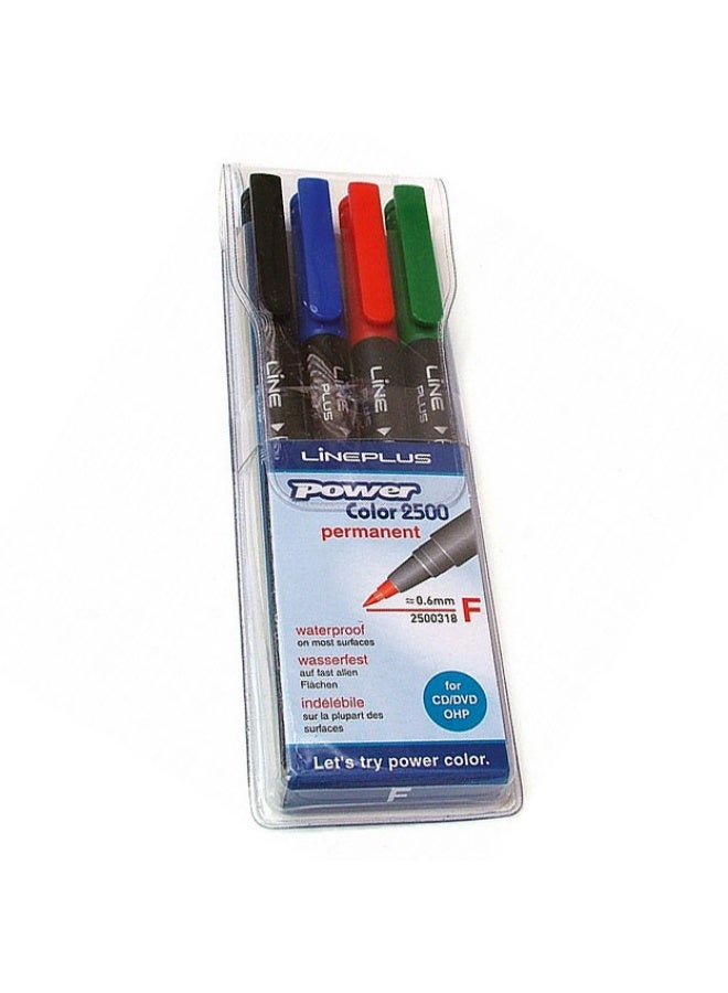 لاين بلس أقلام ماركر دائمة Lineplus Power 2500 F: الحل الأمثل للكتابة على CD/DVD/OHP وجميع الأسطح,"لاين بلس" Lineplus: أقلام ماركر Permanent عالية الجودة، سريعة الجفاف ومقاومة للماء - عبوة 4 ألوان أساسية قلم تحديد دائم لا يبهت ولا يتلطخ (أسود، أزرق، أحمر، أخضر) - Image 2
